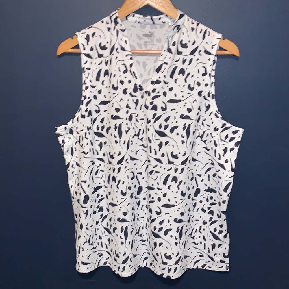⛳️ Puma CHELSEA CLOUDSPUN LEAF PRINT SLEEVELESS POLO SHIRT golf